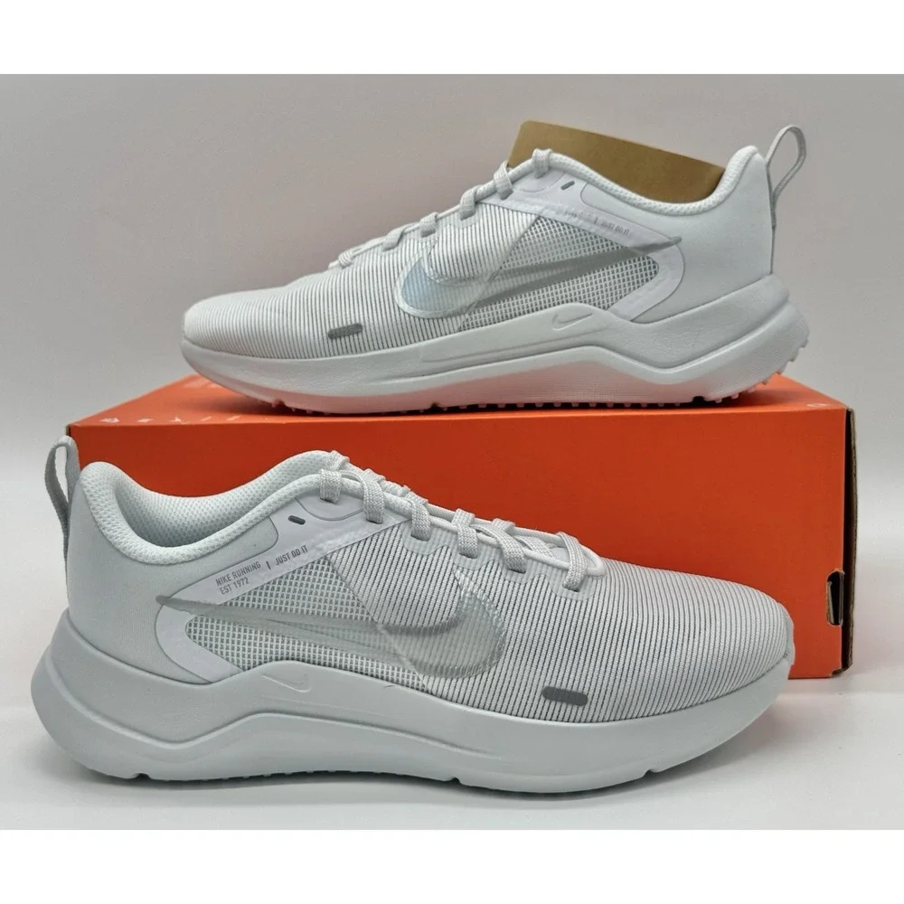 Nike Women's Downshifter 12 White Metallic‎ Silver Size 5.5 DD9294 100